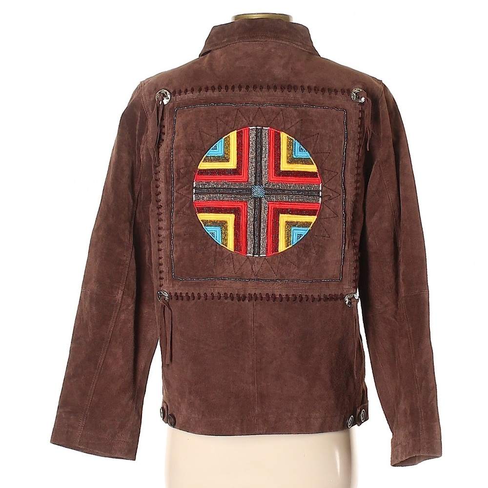 ❤️ VINTAGE Impressions by Rem Garson Brown Suede Beaded Southwest Jacket S NWT